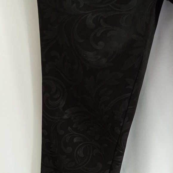 Flirtatious Brand Women's Size L Pull-On Pants Black Silver Embossed - Picture 6 of 14